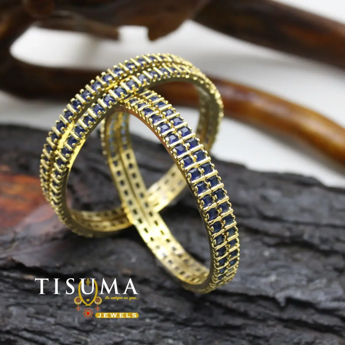 Dual-Row Sapphire Blue Stone